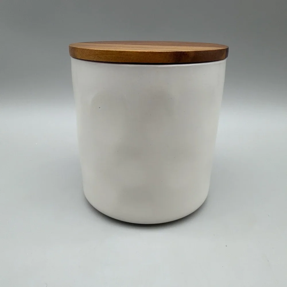 Hearth & Hand Magnolia Coffee Canister Wood Lid Scoop White Ceramic